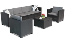 Set in technorattan con divano allungato Colorado Coffee Box Max 6 antracite Bica