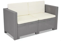 Divano due posti in tecnorattan color grigio Bica