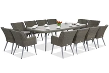 Esclusivo set da pranzo con grande tavolo Cordoba per 12 persone Garden Point grigio