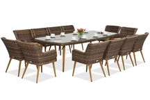 Esclusivo set da pranzo con grande tavolo Cordoba per 12 persone Garden Point marrone