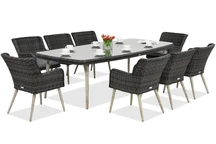 Esclusivo set da pranzo con grande tavolo Cordoba per 8 persone Garden Point antracite