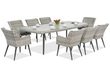 Esclusivo set da pranzo con grande tavolo Cordoba per 8 persone Garden Point bianco
