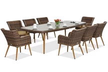 Esclusivo set da pranzo con grande tavolo Cordoba per 8 persone Garden Point marrone