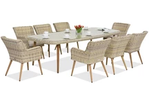 Esclusivo set da pranzo con grande tavolo Cordoba per 8 persone Garden Point sabbia