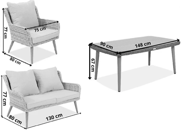 Wymiary produktu Mobili da giardino Bilbao Apetito 4 Garden Point grigio - 0x0x0