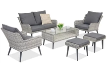 Mobili da giardino Bilbao Coffee 4 + 2 pouf Garden Point bianco