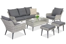 Mobili da giardino Bilbao Coffee 5 + 2 pouf Garden Point bianco