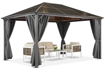 Padiglione Milos 3x4m con tende Garden Point grigio