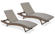 Set di due lettini in technorattan marrone Bermuda Garden Point
