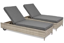Set di due sdrai in tecnorattan Tobago Garden Point grigio chiaro