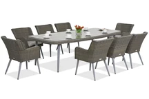 Set di mobili da pranzo esclusivo Cordoba per 8 persone con un grande tavolo Garden Point grigio