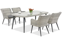 Set di mobili da pranzo esclusivo in tecnorattan Cordoba per 4 persone Garden Point bianco
