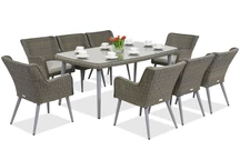 Set di mobili da pranzo esclusivo in tecnorattan Cordoba per 8 persone Garden Point grigio