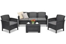 Set di mobili in rattan con divano 3 posti Venezia Coffee 5 antracite Bica