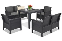 Set in rattan con tavolo Venezia Dallas Comida 6 antracite Bica