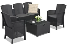 Coordinato in polyrattan con divano Lido Coffee Box 5 antracite 3 posti Bica con cassapanca