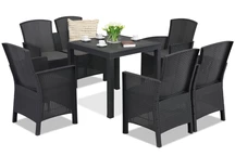 Set con tavolino in polyrattan Lido Dallas Comida 6 antracite Bica