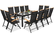 Mobile da giardino in alluminio polywood Verona con grande tavolo Wood per 12 persone Garden Point nero