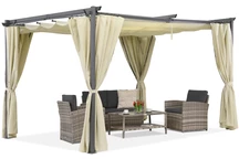 Pergolato beige da terrazza con tende La Palma 3x3 Garden Point