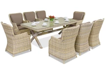 Set di mobili da pranzo Londra per 8 persone in tecnorattan beige di Garden Point