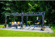 Pergola da terrazzo Barbados 3x6 m con tende Garden Point antracite