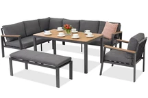 Divano angolare da giardino Zakintos Comida 7 con tavolo antracite Garden Point