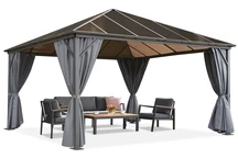Gazebo da giardino Milos 4x4m con tende Garden Point grigio
