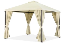 Padiglione beige da giardino con tende Madrid 3 x 3m Garden Point