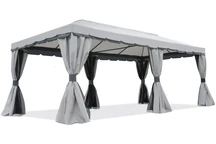 Padiglione grigio da giardino con tende Valencia 3x6m Garden Point