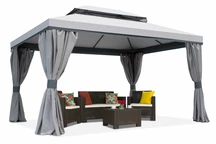 Padiglione grigio da giardino con tende Valencia 4x4m Garden Point