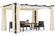Pergola da terrazzo Barbados 3x4 m con tende Garden Point beige