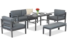 Set 4 mobili da giardino Porto Apetito con panca antracite Garden Point