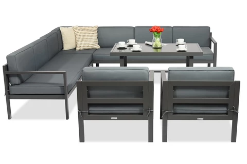 Set da salotto con grande angolo Porto Comida 8 antracite Garden Point