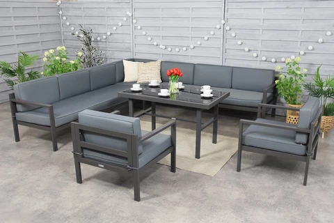 Set da salotto con grande angolo Porto Comida 8 antracite Garden Point
