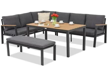 Set di 5 sedute angolari con panca antracite Zakintos Comida Garden Point