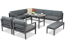 Set di 7 sedute angolari con panca Porto Comida antracite Garden Point
