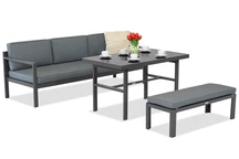 Set di mobili da giardino Porto Apetito Comfort 3 con panca antracite Garden Point