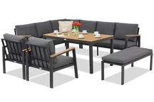 Zakintos Comida 7 set di sedute ad angolo con panca antracite Garden Point