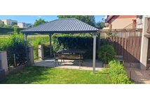 Gazebo Sardegna 3x4 in metallo con tende e zanzariera Garden Point antracite