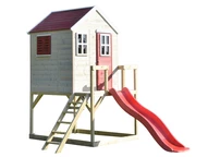 Casa a piattaforma in legno Antek con scivolo