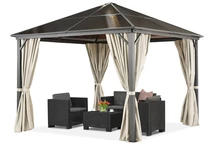 Gazebo da giardino Milos 3x3m con tende color crema Garden Point