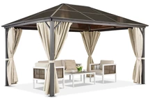 Gazebo da giardino Milos 3x4m con tende crema Garden Point