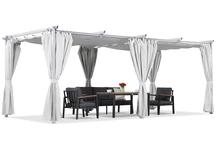 Pergola bianca da terrazzo La Palma 3x6m con tende Garden Point