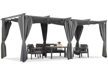 Pergola da terrazzo antracite con tende La Palma 3x6 Garden Point