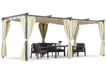 Pergola da terrazzo beige con tende La Palma 3x6 Garden Point