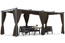 Pergola da terrazzo marrone La Palma 3x6m con tende Garden Point