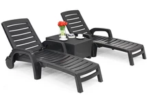 Set di lettini Riva duo antracite Bica in technorattan