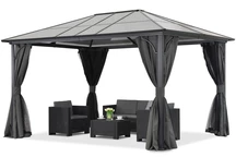 Gazebo moderno da giardino Santiago 4x3m con zanzariera Garden Point antracite