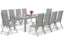 Mobili da giardino Garden Point in alluminio grigio chiaro con grande tavolo Polywood Verona per 10 persone