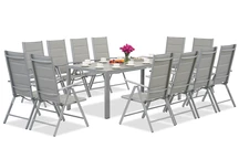 Mobili da giardino Garden Point in alluminio grigio chiaro con grande tavolo Polywood Verona per 12 persone